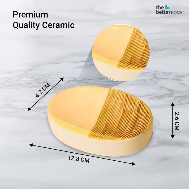 The Better Home Ceramic Soap Case,Soap Dish Tray | Bath Accessories for Bath, Tub or Wash Basin |Khaki - Image 2
