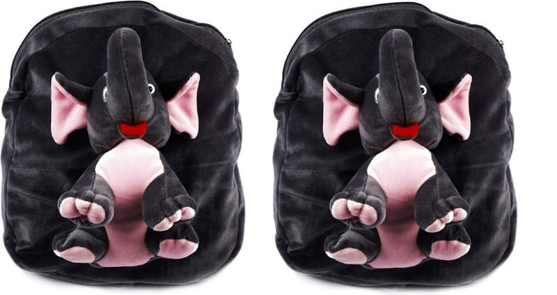 blue tree School Bag For Kids Soft Plush Backpack Combo Cartoon Bags Mini Travel Bag for for Girls Boys Toddler Baby (Full Body Elephant - Pack of 2) - Image 5
