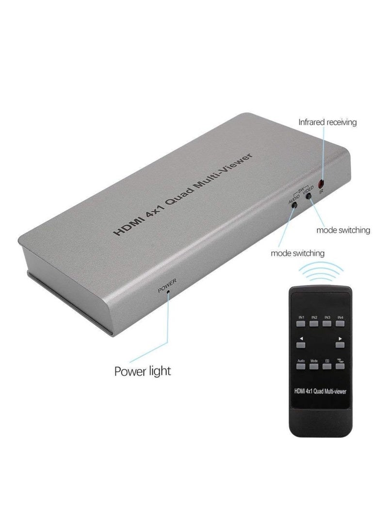 Generic - Microware Video 4x1 HDMI Quad Multi-Viewer with Seamless Switcher Selector 3D 1080p, 4x1 PIP Mode Multi-Viewer (4X1 Multi-Viewer, Silver) - Image 1