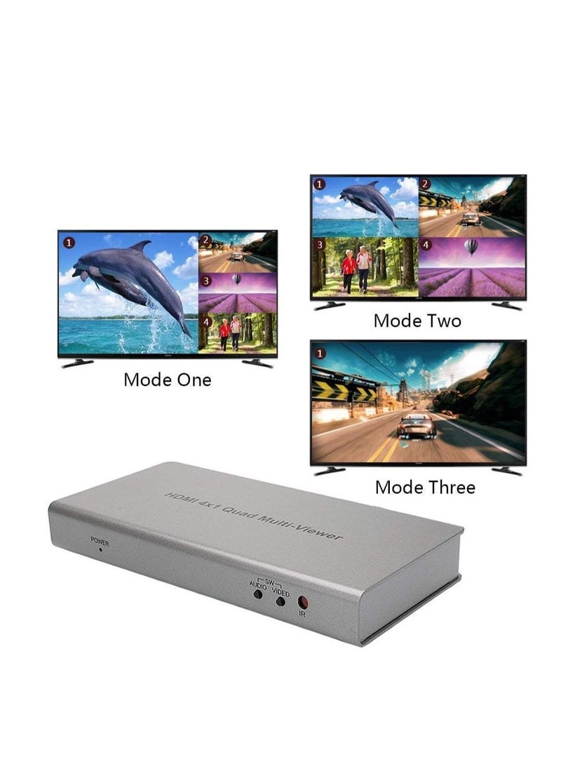 Generic - Microware Video 4x1 HDMI Quad Multi-Viewer with Seamless Switcher Selector 3D 1080p, 4x1 PIP Mode Multi-Viewer (4X1 Multi-Viewer, Silver) - Image 1