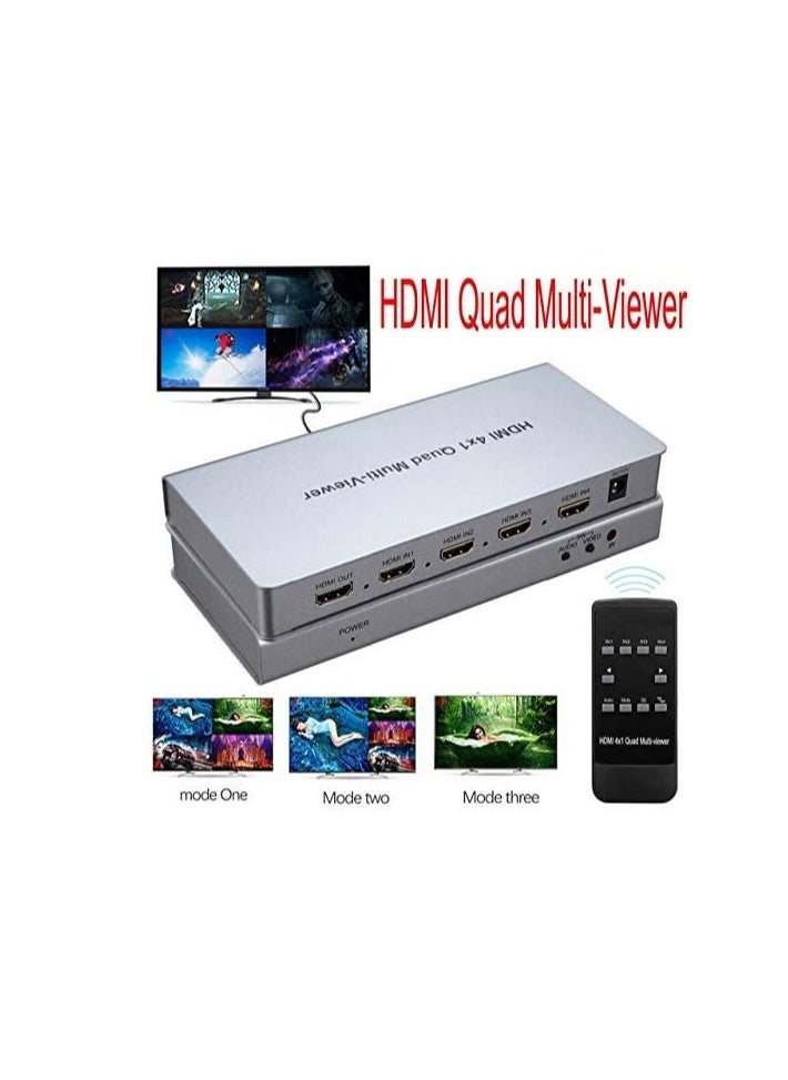 Generic - Microware Video 4x1 HDMI Quad Multi-Viewer with Seamless Switcher Selector 3D 1080p, 4x1 PIP Mode Multi-Viewer (4X1 Multi-Viewer, Silver) - Image 1