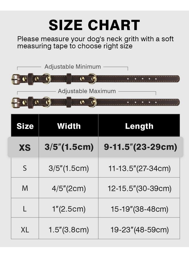 Joytale Leather Dog Collar for Small Dogs, Genuine and Heavy Duty, Soft and Strong Leather Collars with Metal Buckle, Brown, XS - Image 3