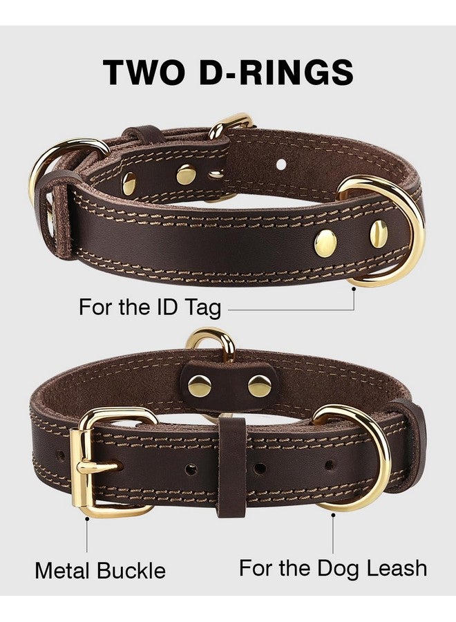 Joytale Leather Dog Collar for Small Dogs, Genuine and Heavy Duty, Soft and Strong Leather Collars with Metal Buckle, Brown, XS - Image 4