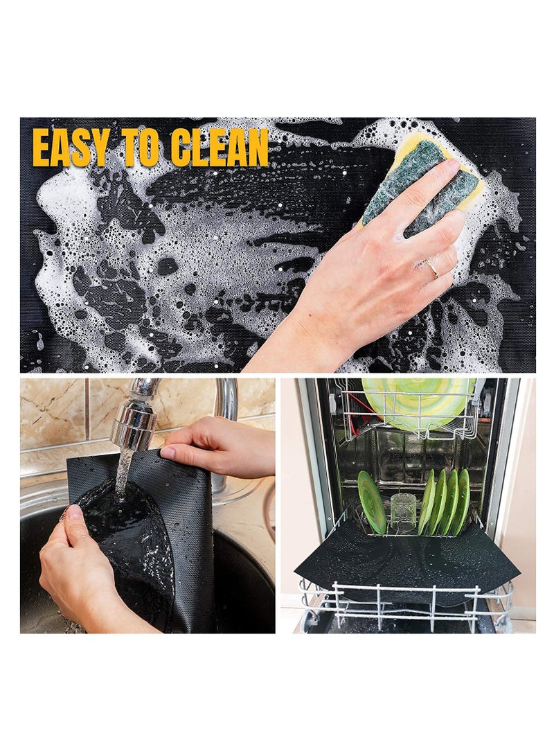 Excefore BBQ Grill Mat Non Stick - 2021 Upgraded Model With Holes - Set of 2 Heavy Duty Reusable and Dishwasher Safe Black Mesh Fireproof Topper Pads - Easy Clean and Easy Use on Gas Charcoal Electric Grills - Image 3