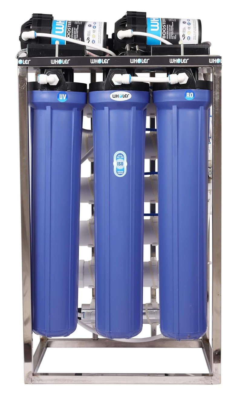 WHOLER WHOLER 50 LPH Commercial RO Water Purifier Plant Auto Shut Off with TDS Adjester Full Stainless Steel Body works with all kinds of Water such as borewell tanker well and municipal water - Image 1