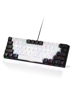 UCHUANG 61-Key English Mechanical Keyboard, Red Switch RGB Light,Hot-Swappable Compact Mini Wired Keyboard for PC, Mac E-sports Portable Gaming Keyboard - White/Black  - Image 1