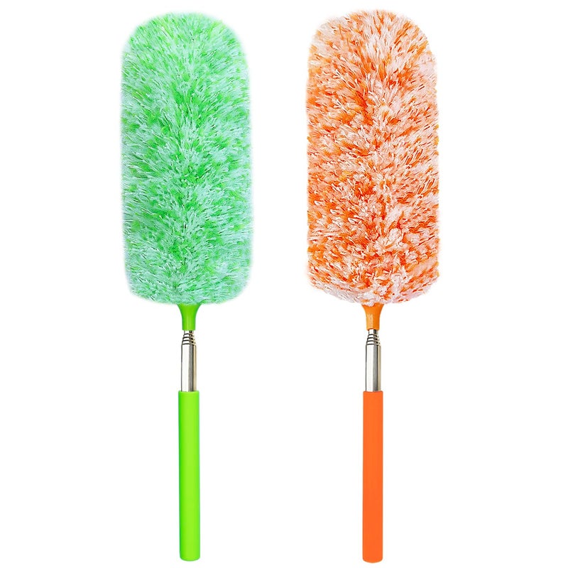 HTOOLPRO 2 Pack Extendable Microfiber Feather Duster, Electrostatic Microfiber Head, Up to 30 Inch Extension Pole, Car Duster, Telescoping Feather Dusters for Cleaning - Image 1