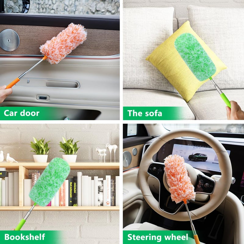 HTOOLPRO 2 Pack Extendable Microfiber Feather Duster, Electrostatic Microfiber Head, Up to 30 Inch Extension Pole, Car Duster, Telescoping Feather Dusters for Cleaning - Image 5