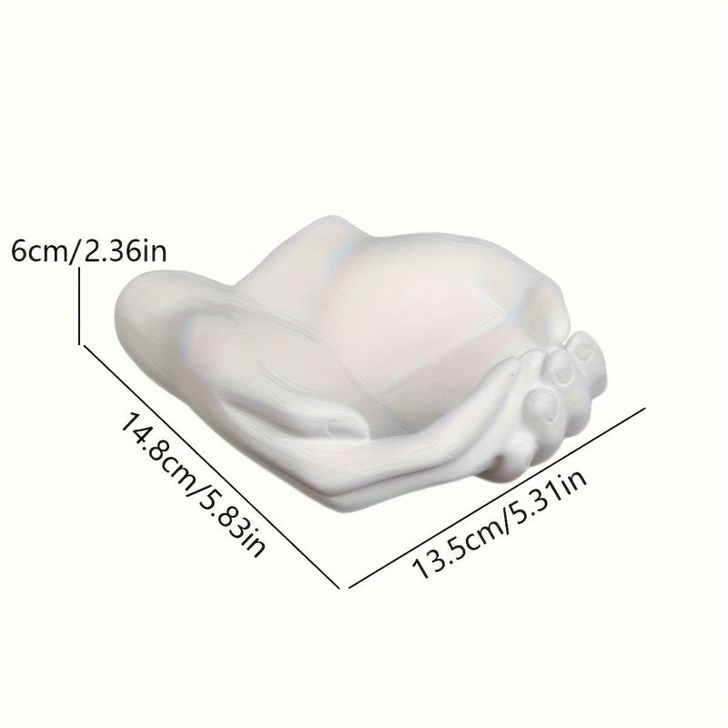 1pc White Hand Shaped Resin Decorative Plate Key Holder Display Stand Ring Organizer For Home Desk Tabletop Decor Elegant Resin Craft Ornament Non Food Contact Use - Image 3