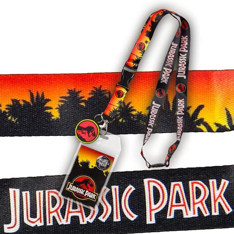 Bio World Jurassic Park Logo Lanyard Keychain ID Holder Logo Rubber Charm and Sticker - Image 4