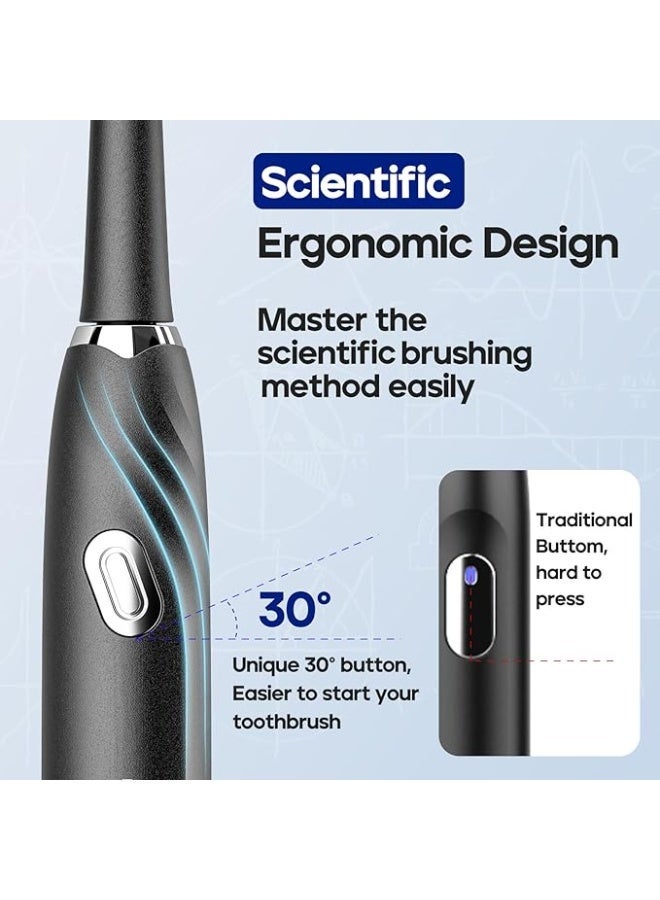 SEAGO Electric Toothbrush with 10 Brush Heads,Travel with Travel Case and Holder,Smart Timer for Adults,SG-2316(Black) - Image 4