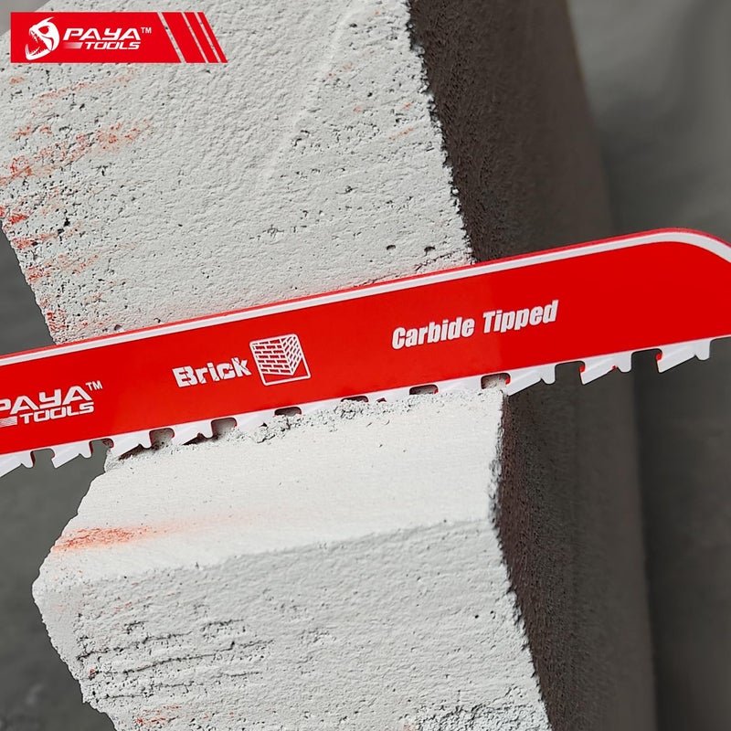 Paya Tools 9-Inch Masonry Reciprocating Saw Blade  2Tpi Carbide Blades For Cutting Aerated Concrete And Hollow Brick (3-Pack) - Image 5