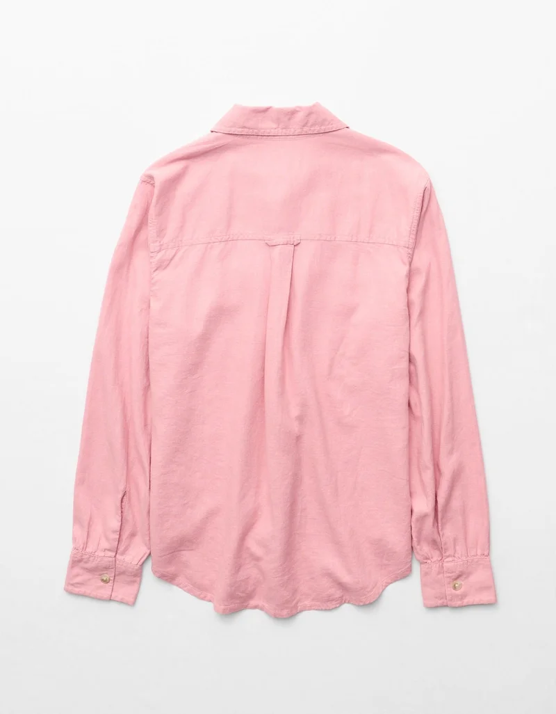 American Eagle  AE Linen-Blend Button-Up Shirt for Women | Best Price UAE