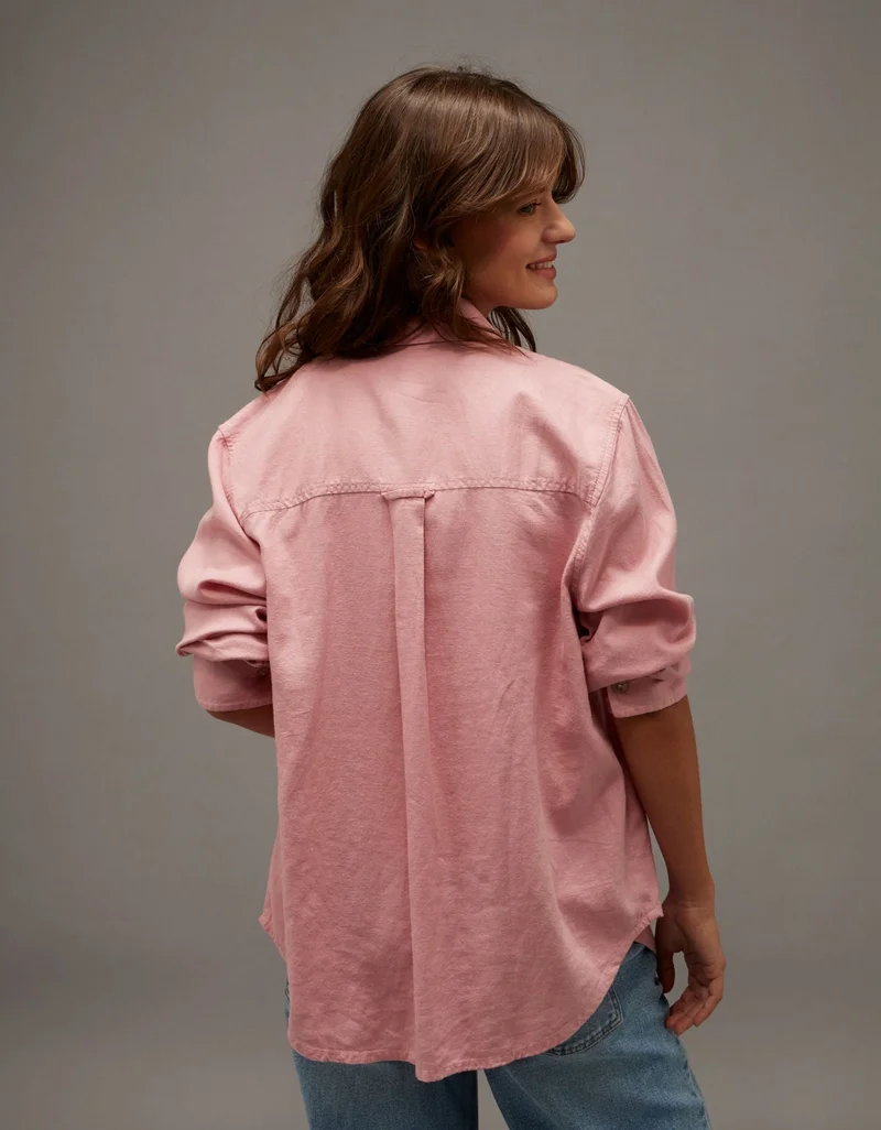 American Eagle AE Linen-Blend Button-Up Shirt