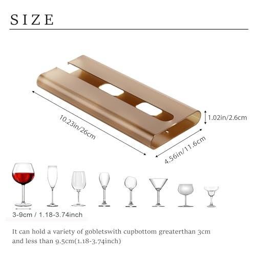Vaisoeny 2Pack Wine Glass Holder - Under Cabinet, No Drilling Installation, Stemware Rack for Kitchen and Bar (Amber) - Image 5