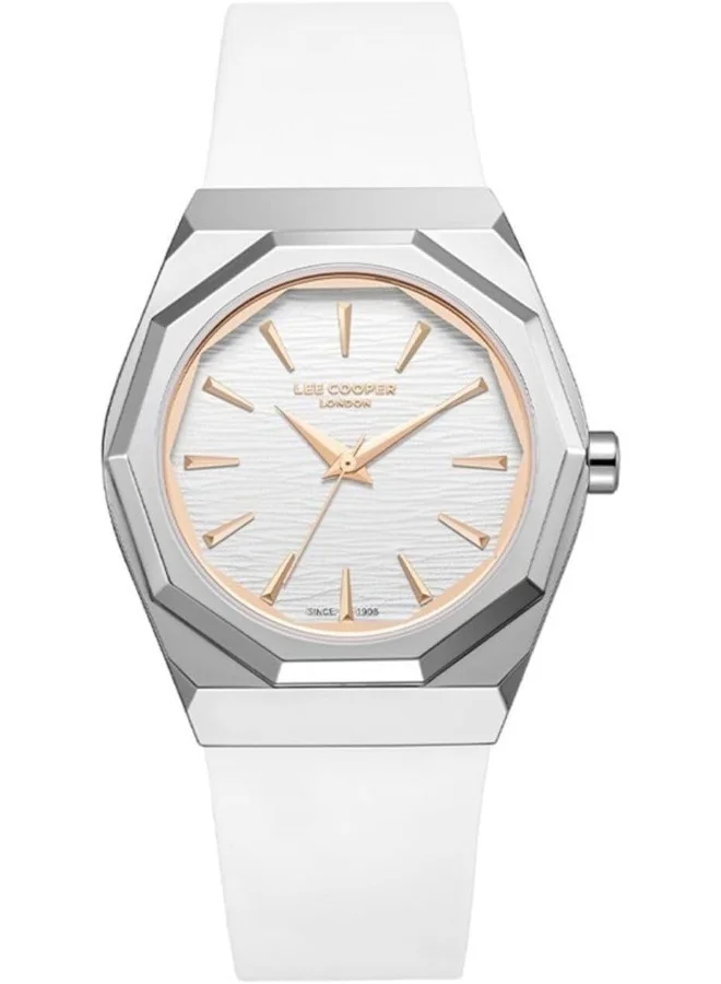 لي كوبر Lee Cooper Women's Watch, Analog Display and Silicone Strap - LC07937.336, White