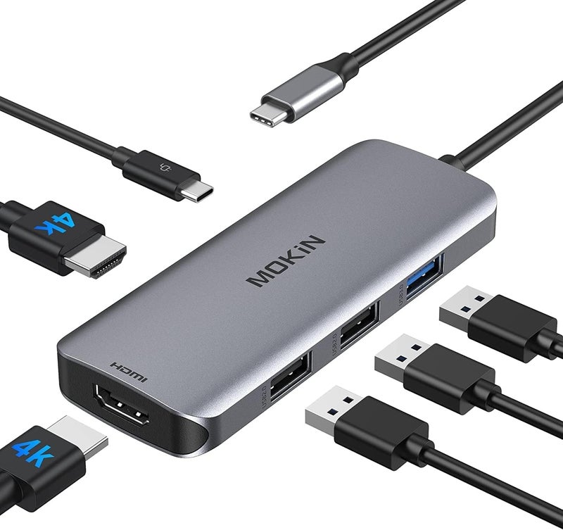 Mokin Docking Station USB C to Dual HDMI Adapter, USB C Hub Dual HDMI Monitors for Windows,USB C Adapter with Dual HDMI,3 USB Port,PD Compatible for Dell XPS 13/15, Lenovo Yoga,etc - Image 1
