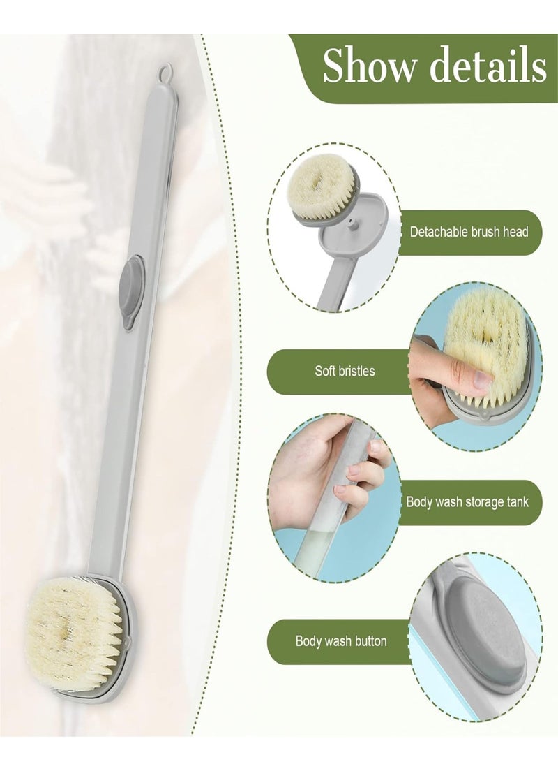 فرشاة استحمام بخزان سائل للظهر بمقبض طويل للاستحمام بشعيرات دقيقة ناعمة - ١قطعه - قد يختلف اللون، وقد يختلف الشكل - Image 5