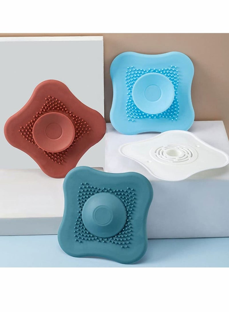 Excefore Floor Drain Cover Shower Drain Stopper Bathtub Drain Tub Stopper Cover Plug, Shower Drain Covers Bathroom Sink,Bathtub Drain Strainers，Laundry Sink Drain Stopper (4 PCS)  - Image 1
