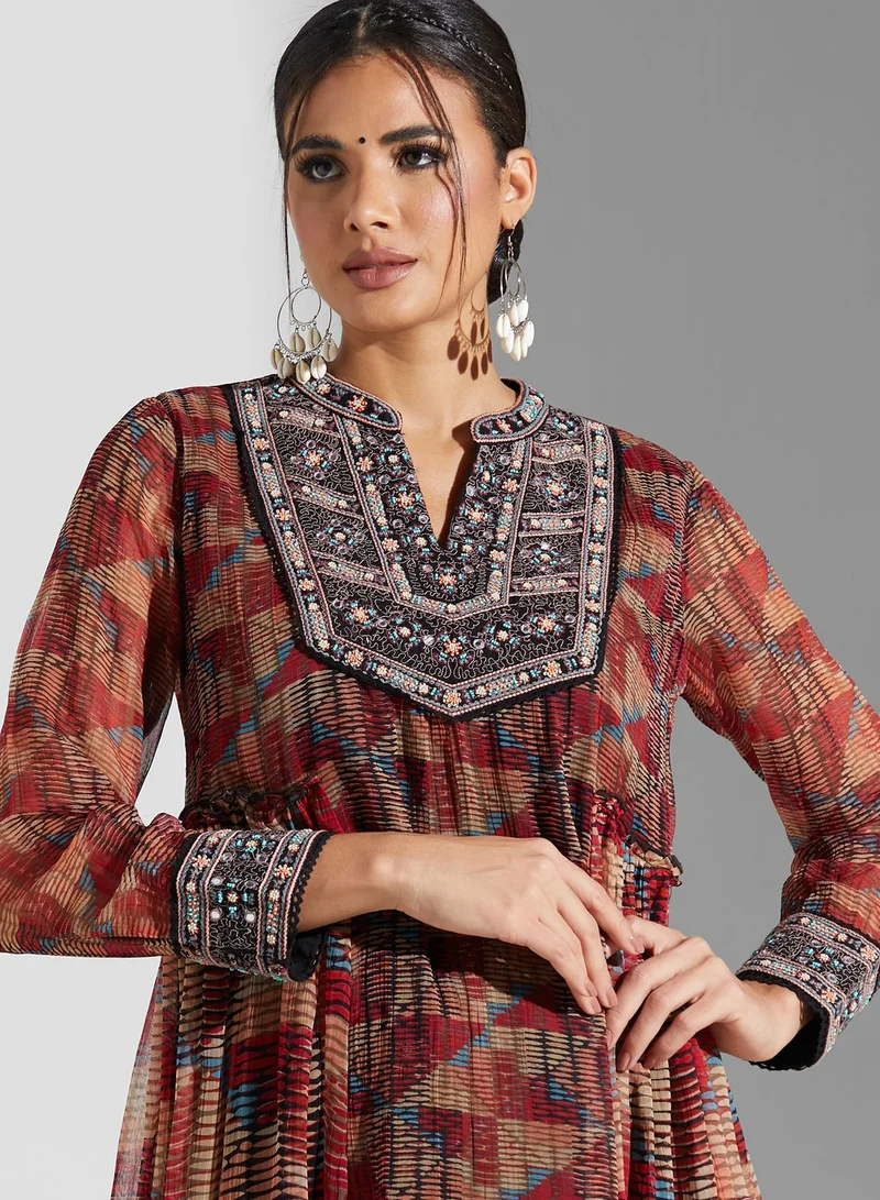 RITU KUMAR Printed Kurti & Pants Set With Dupatta