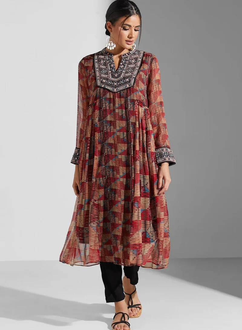 RITU KUMAR Printed Kurti & Pants Set With Dupatta