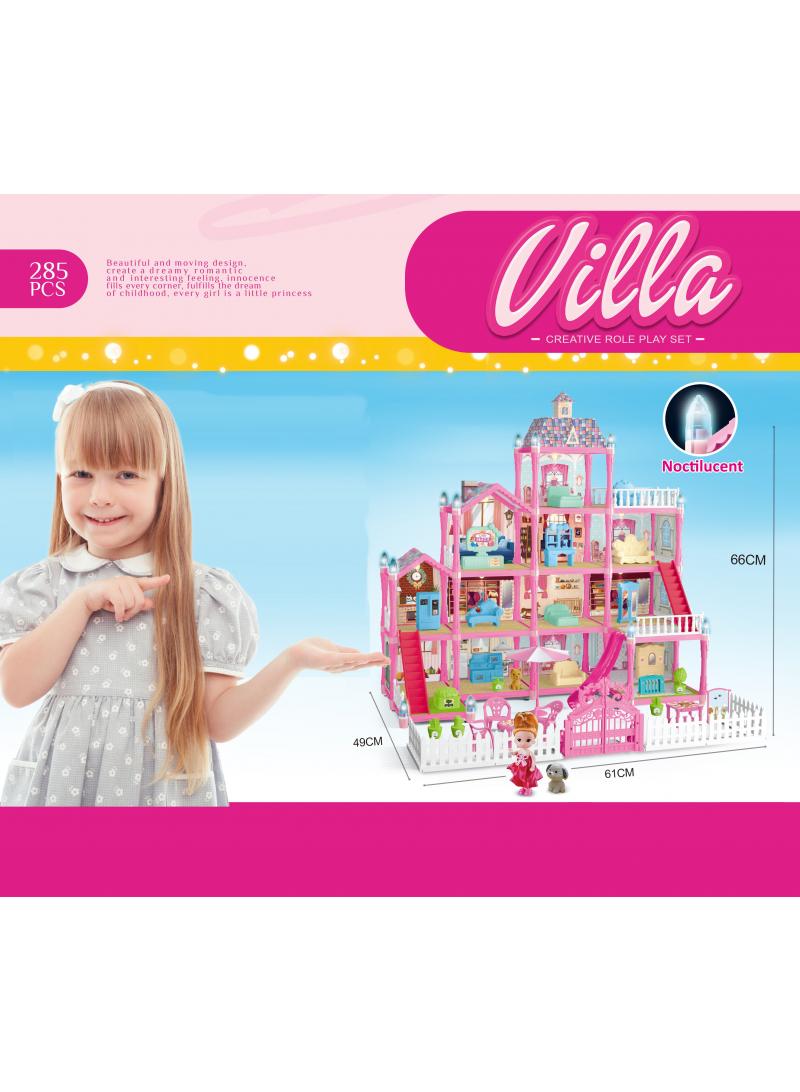 general 285 Pcs DIY Doll House With Night Light Princess Dream,Dream House Villa For Girls Pretend Toys-4 Story 13 Rooms Dollhouse,Toddler Playhouse Kids Gift For Girls Best Birthday Gift Children's Day - Image 1