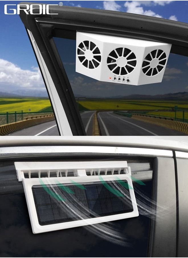 GROIC - Solar Powered Car Fan,Car Exhaust Fan,Car Air Purifier,Car Solar Power Air Vent Radiator Fans for Backseat or Frontseat,Vehicle Ventilation Fan - Image 1