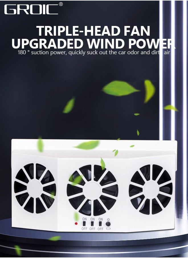 GROIC - Solar Powered Car Fan,Car Exhaust Fan,Car Air Purifier,Car Solar Power Air Vent Radiator Fans for Backseat or Frontseat,Vehicle Ventilation Fan - Image 1