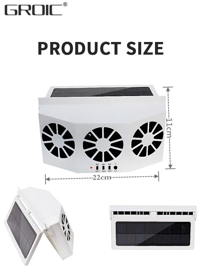 GROIC - Solar Powered Car Fan,Car Exhaust Fan,Car Air Purifier,Car Solar Power Air Vent Radiator Fans for Backseat or Frontseat,Vehicle Ventilation Fan - Image 1
