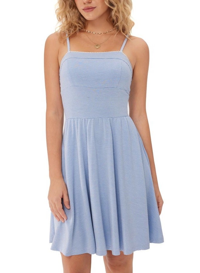 CIDER Plaid Dress, Baby Blue, XL - Image 1