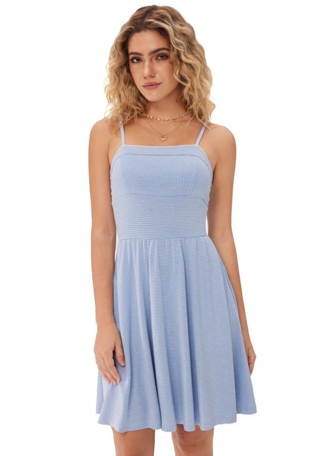 CIDER Plaid Dress, Baby Blue, XL - Image 3