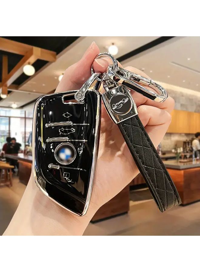 White Car Key Case With Key String Durable For 2 3 5 6 7 Series X1 X2 X3 X5 X6 Models - Image 1