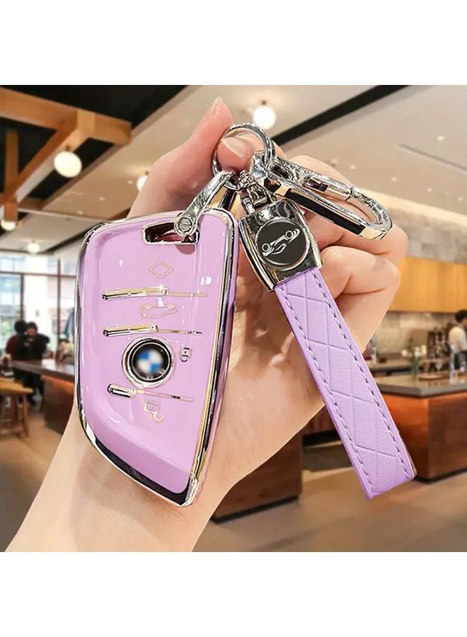 White Car Key Case With Key String Durable For 2 3 5 6 7 Series X1 X2 X3 X5 X6 Models - Image 3