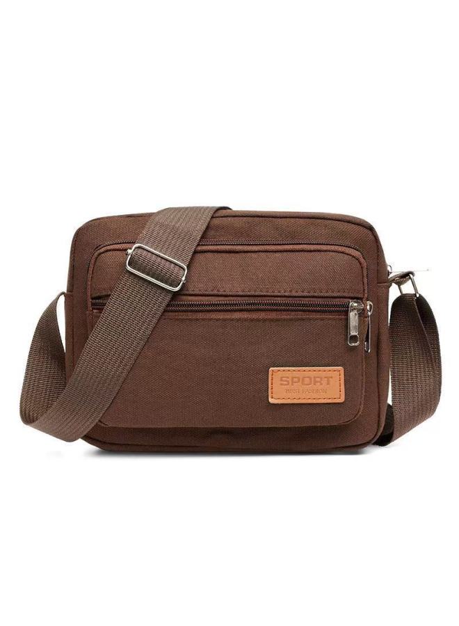 Business Bag Men's And Women's Nylon Wallet Canvas Charging Bag Cashier Shoulder Messenger Bag OxFord Cloth Bag Korean Style Shoulder Bag-Color:Horizontal Sport Brown  - Image 1