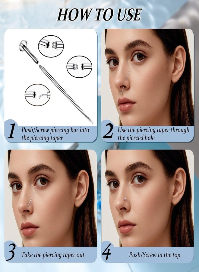 D.Bella 16G 18G Piercing Taper Ball Grabber Stainless Steel Flat Back Earring Applicator Tool Threadless Insertion Pin for Tragus Cartilage Helix Lip Piercing Jewelry Body Piercing Stretching Kit - Image 4