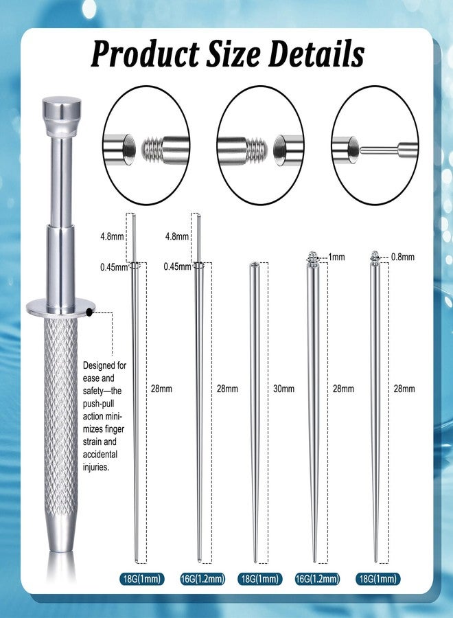 D.Bella 16G 18G Piercing Taper Ball Grabber Stainless Steel Flat Back Earring Applicator Tool Threadless Insertion Pin for Tragus Cartilage Helix Lip Piercing Jewelry Body Piercing Stretching Kit - Image 3