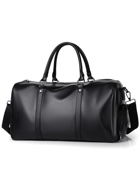 Qiccijoo Sports Gym Bag Travel Duffel Bag with Shoes Compartment and Wet Pocket for Men Women,40L Weekend Overnight Bag Carry on Bag Sport Gym Tote Bags(Black)