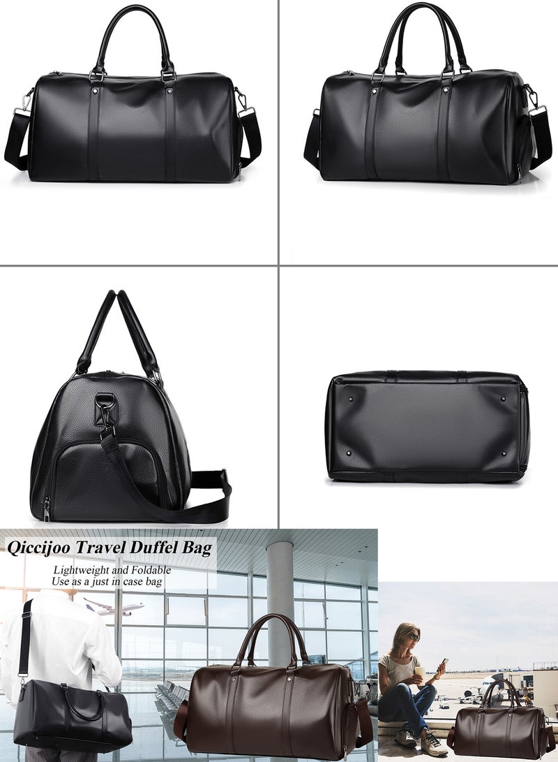 Qiccijoo Qiccijoo Sports Gym Bag Travel Duffel Bag with Shoes Compartment and Wet Pocket for Men Women,40L Weekend Overnight Bag Carry on Bag Sport Gym Tote Bags(Black)  - Image 3