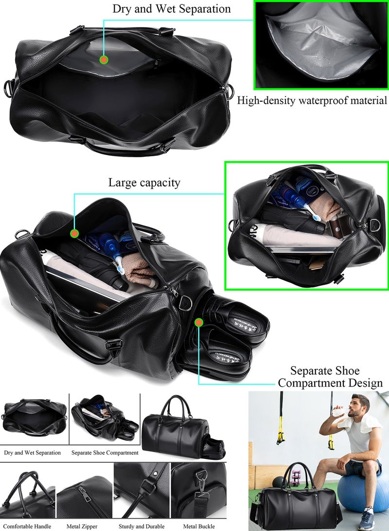 Qiccijoo Qiccijoo Sports Gym Bag Travel Duffel Bag with Shoes Compartment and Wet Pocket for Men Women,40L Weekend Overnight Bag Carry on Bag Sport Gym Tote Bags(Black)  - Image 4