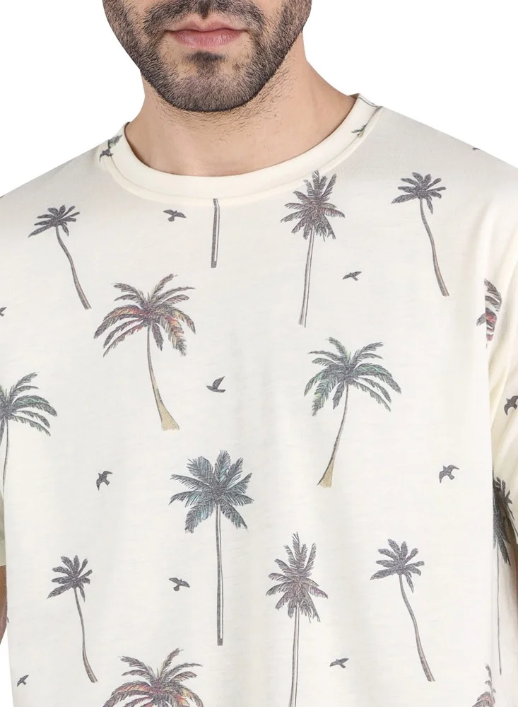 كوب تي شيرت فضفاض مطبوع