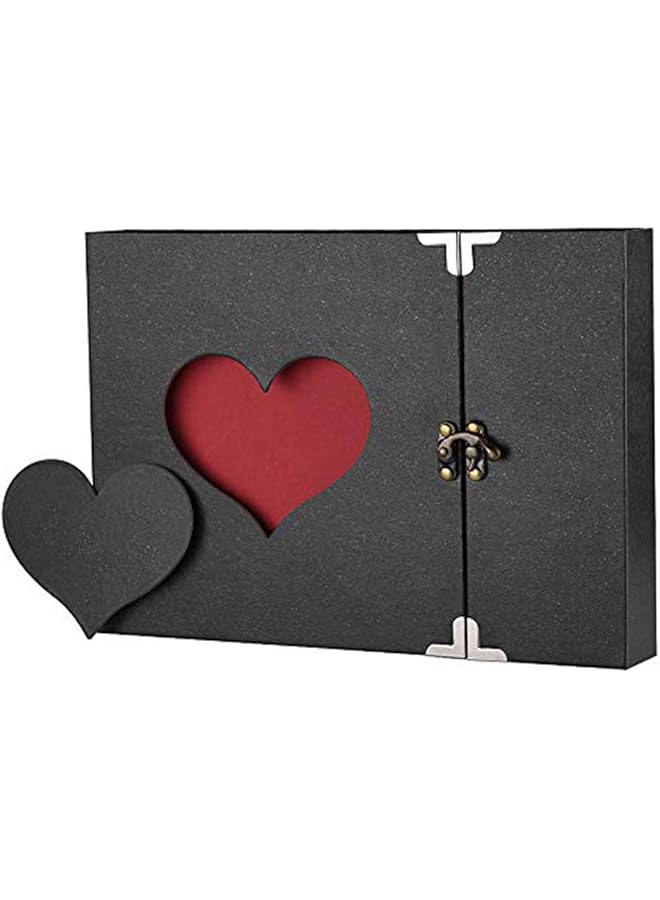 The Bros Photo Albums Scrapbook, DIY Scrap books with Gift Box Personalized Memory Book, Vintage Love Heart 30 Black Pages Wedding Guest Book, Birthday Gift for Women Wife Girls, Black - Image 1