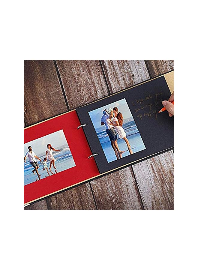 The Bros Photo Albums Scrapbook, DIY Scrap books with Gift Box Personalized Memory Book, Vintage Love Heart 30 Black Pages Wedding Guest Book, Birthday Gift for Women Wife Girls, Black - Image 5