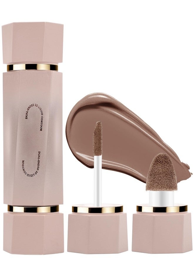 Jutqut Warm Toned Dual-Ended Sculpt Liquid Contour Stick, Long-Lasting Buildable Cream Bronzer with Puff, Lightweight Blendable Sculpt Makeup for Face Contouring, 02 Terracotta Brown - Image 1