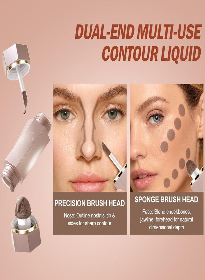 Jutqut Warm Toned Dual-Ended Sculpt Liquid Contour Stick, Long-Lasting Buildable Cream Bronzer with Puff, Lightweight Blendable Sculpt Makeup for Face Contouring, 02 Terracotta Brown - Image 3