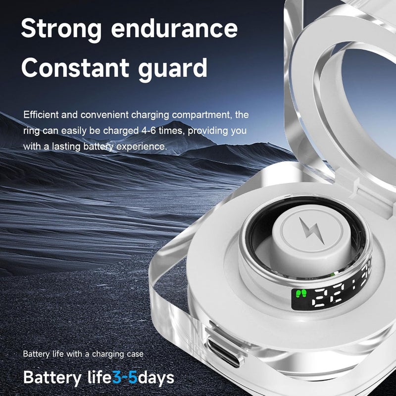 Yunseity Smart Health Ring, IP68 Fitness Tracker Ring, Sleep Tracking Touch Screen Wearable Fitness Tracker Exercise Redord Steps with APP Charging Case for Men Women (11) - Image 5