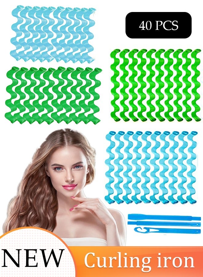 Generic 40pcs Heatless Spiral Hair Curler kit Magic Hair Curlers Spiral Curls Wave Styling Hair Rollers set with Styling Hooks for Most Hairstyles  - Image 1