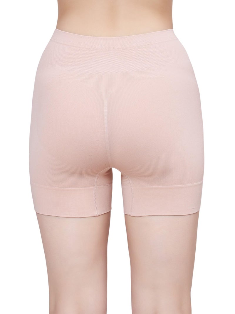 PLUMBURY Seamless High Waist Tummy Control Shapewear Boyshort Panty,Beige, Size M - Image 2