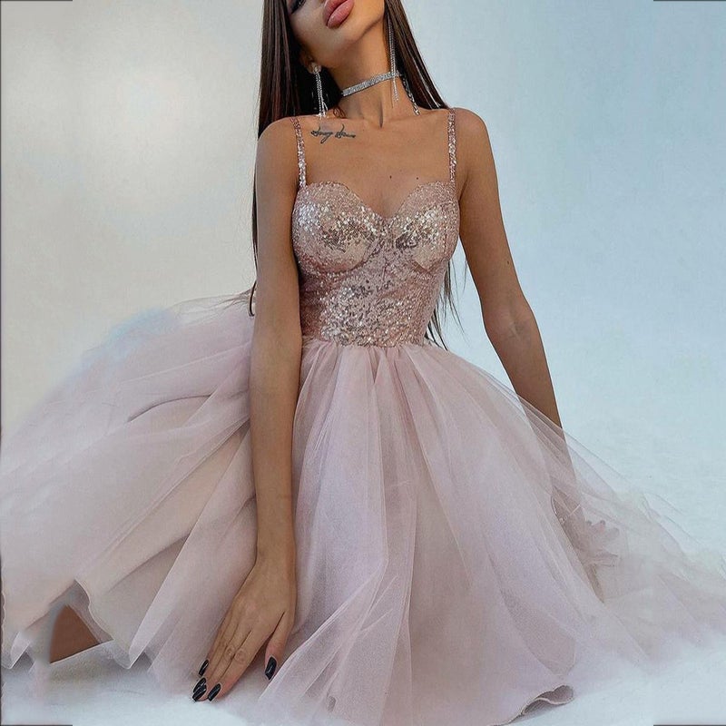 Fairy Evening Dress 2025 Winter New Heavy Industry Sequin Pink Banquet Host Fashion Toast Dress - Image 5