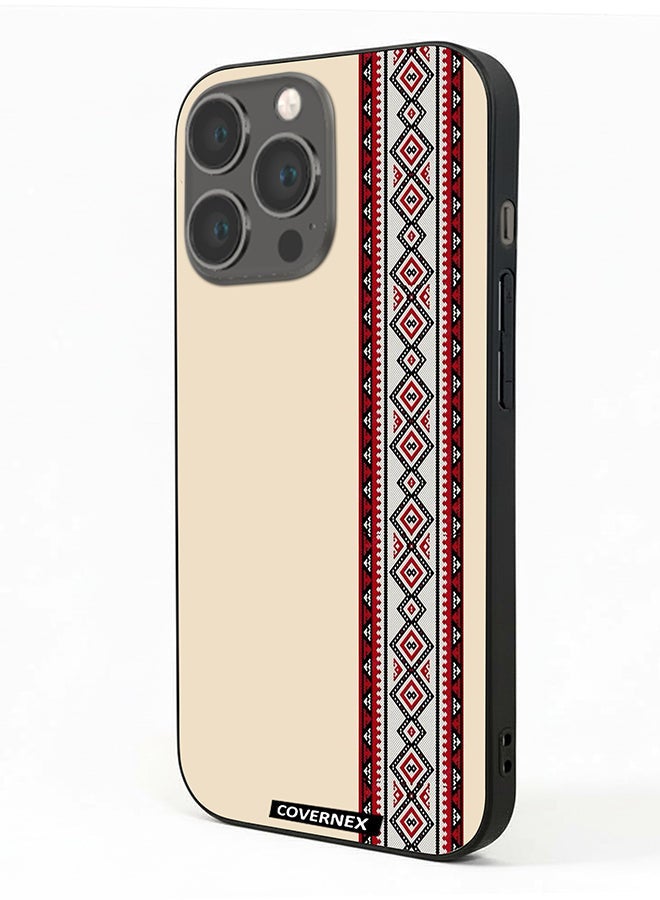 Covernex Apple iPhone 13 Pro Protective Case Cover Printed Featuring Traditional Tribal Embroidery Strip - Image 1