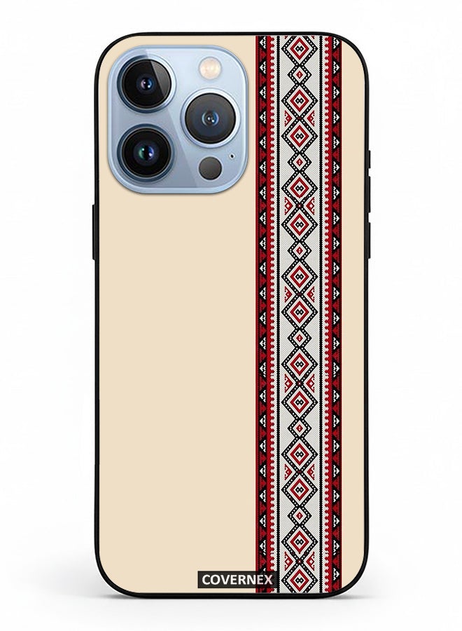 Covernex Apple iPhone 13 Pro Protective Case Cover Printed Featuring Traditional Tribal Embroidery Strip - Image 2
